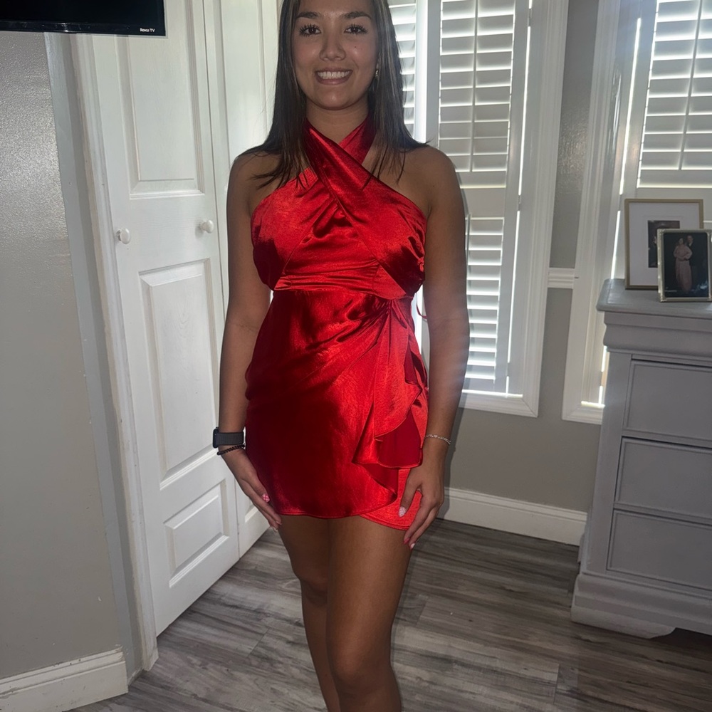 Hello Molly Red Halter Bodycon Mini Dress